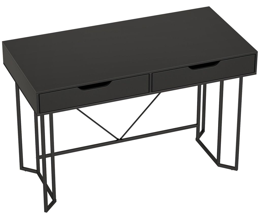 Kleiner schwarzer Computertisch mit Schubladen, 120 cm