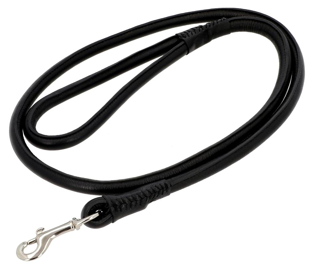 Hundeleine Abelard - Robuste Lederleine mit Karabiner 150 cm schwarz