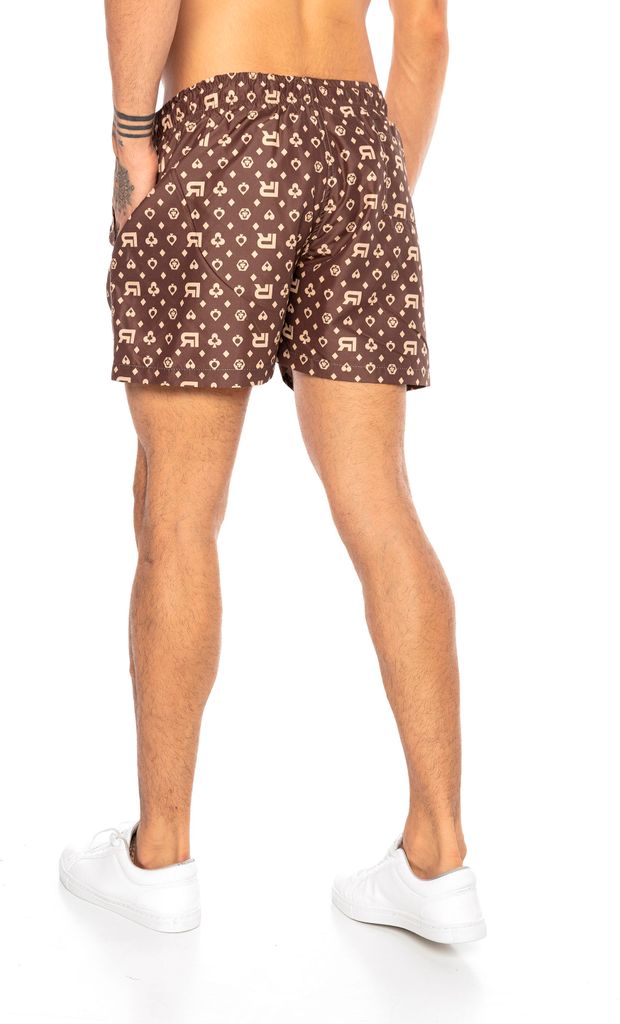 Red Bridge Herren Shorts Kurze Hose Badeshorts Schwimmhose Badehose Luxury R-Logo Braun XL