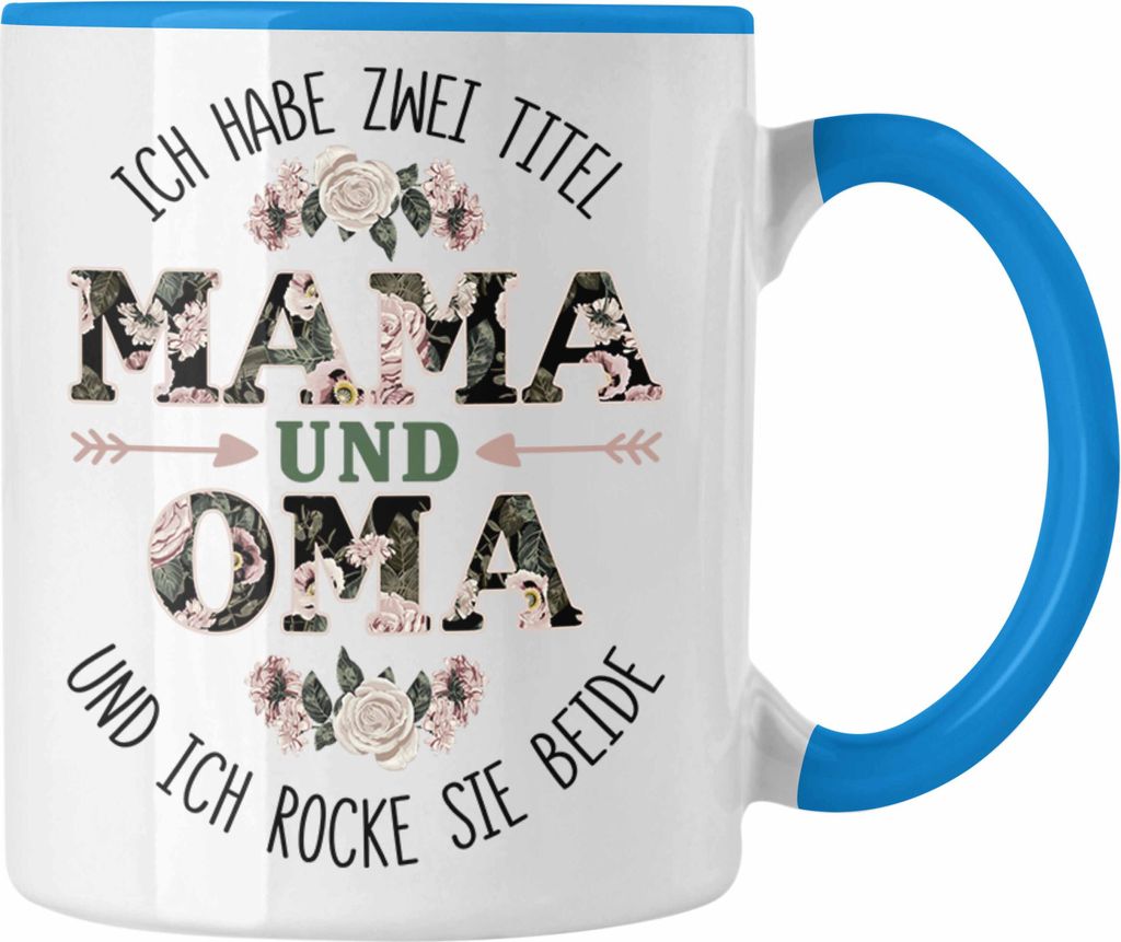 Trendation - Mama und Oma Tasse Geschenk für Oma Weihnachten Geburtstag Lustige Tasse Beste Oma (Blau)