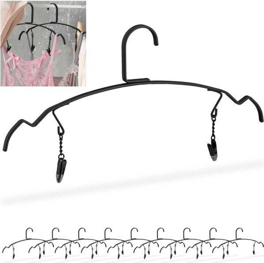 Set mit 10 dünnen Kleiderbügeln mit Clips