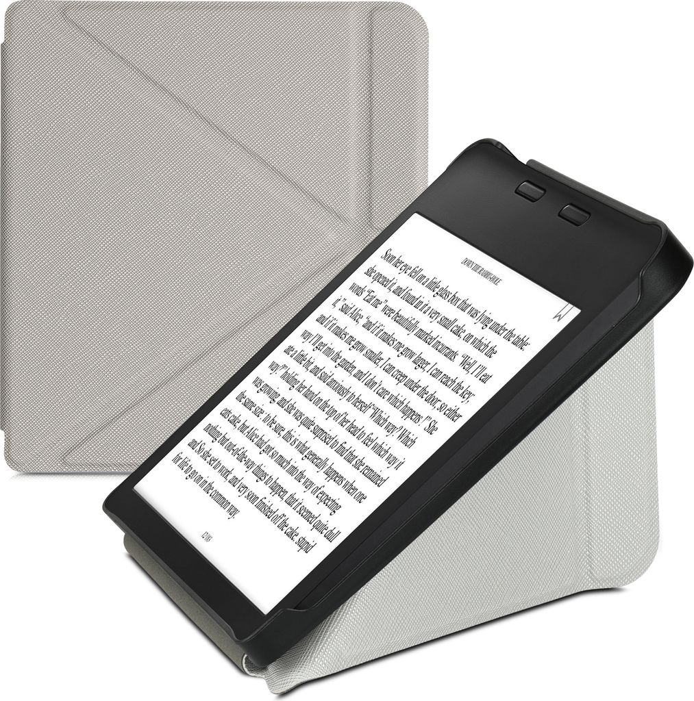 kwmobile Schutzhülle für Kobo Libra 2 Hülle - Kunstleder Case - eReader Klapphülle mit Auto Sleep Funktion - Cover mit Ständer - Silber