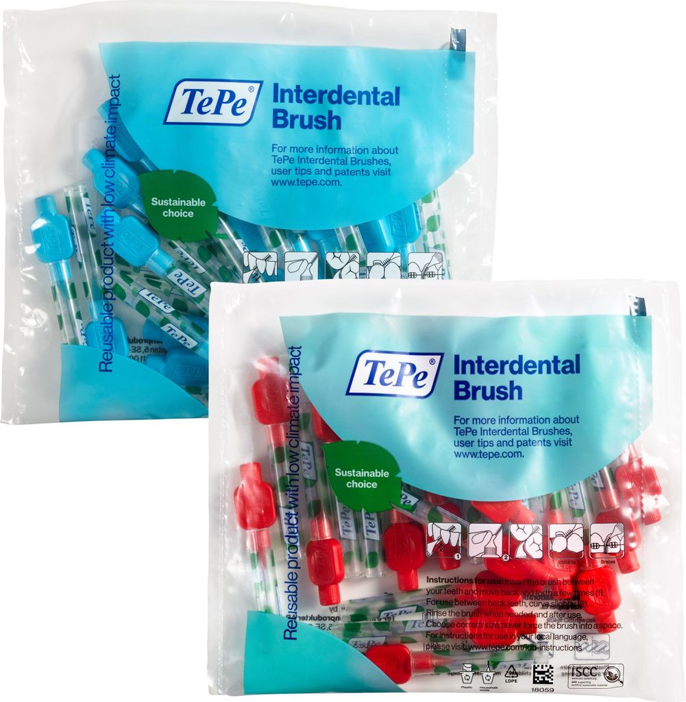 40 Stück TePe Interdentalbürsten Original, Rot/Blau Produktbild 