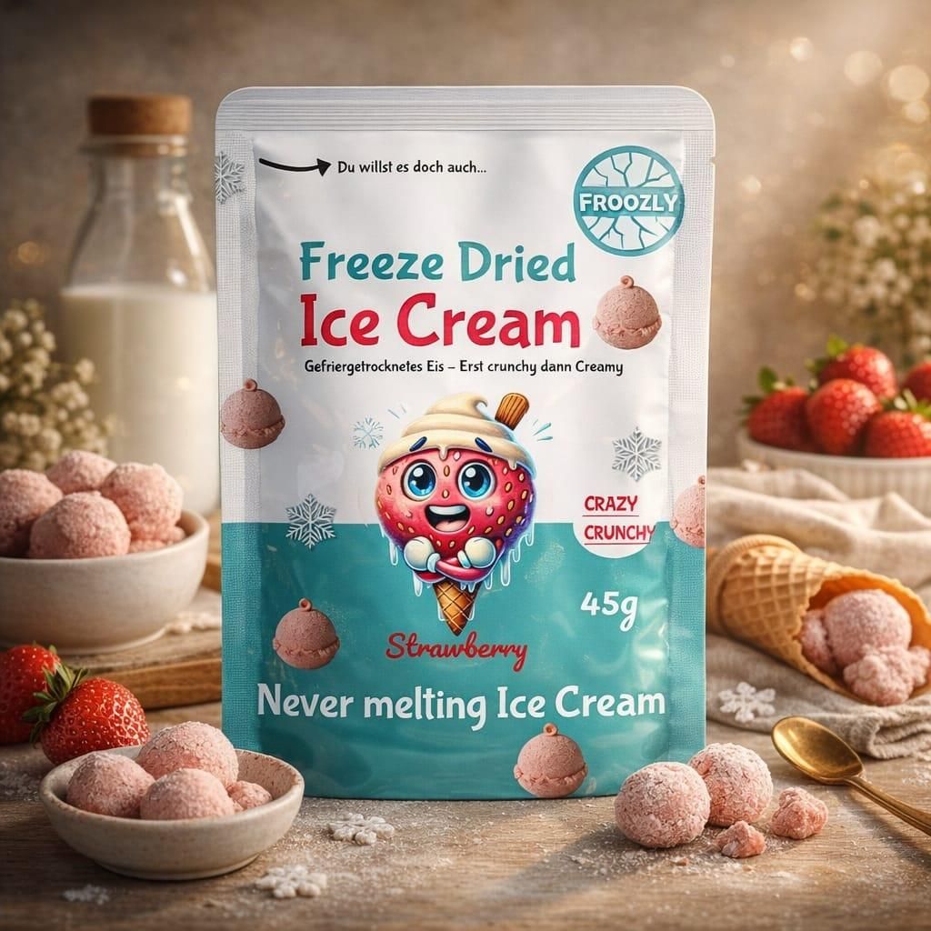 Froozly Freeze Dried Ice Cream- Strawberry Ice 45g Produktbild 