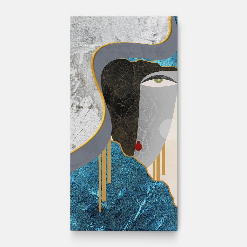 ARTHUB Leinwandbild 50x100 cm, Abstract Blue Face | Wohnzimmerdekoration, Hängende Bilder, Wanddekoration, Heimdekoration, Abstrakte, Abstrakte ...