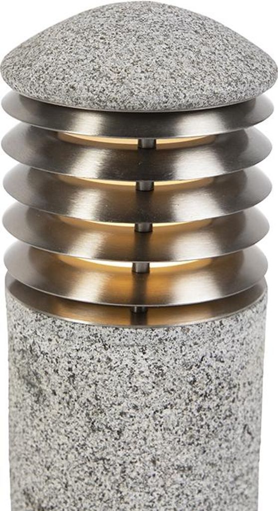 Qazqa Modern außen Pollerleuchte, Wegeleuchte, Pollerlampe für den Garten - Happy - Grau, max. 13W, Geeignet für LED, 40cm