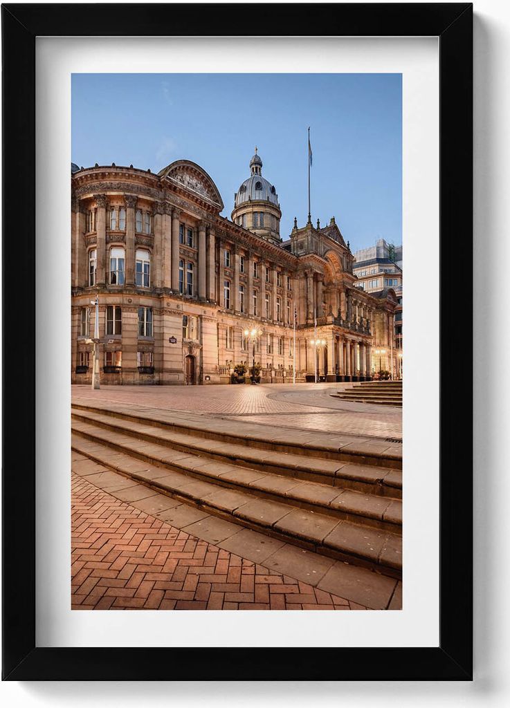 Rathaus von Birmingham, England– Wandbild mit Rahmen – Gerahmtes Bild – Wanddekoration – 20x30 cm – Schwarz