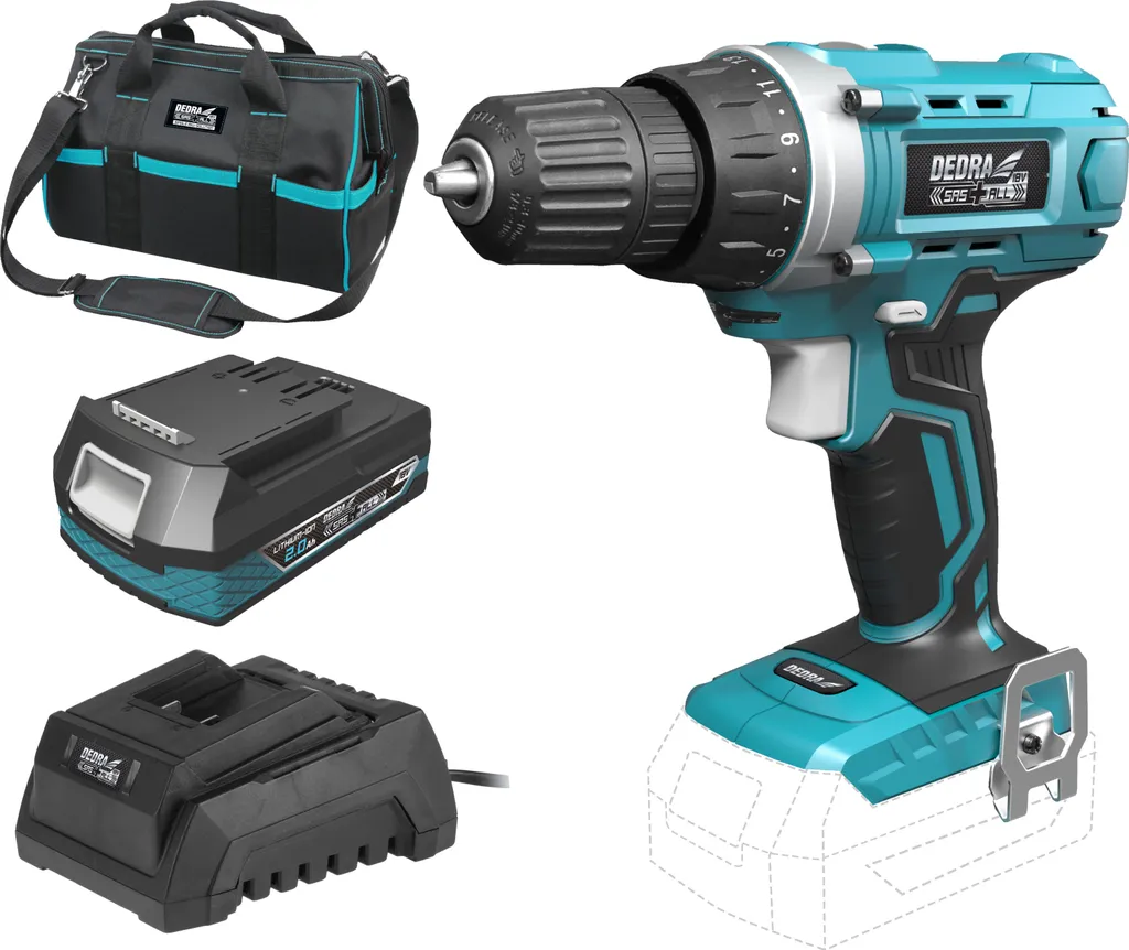 Offerta Set Dedra 18V SAS+ALL - Trapano DED7010 35Nm + 2.0Ah