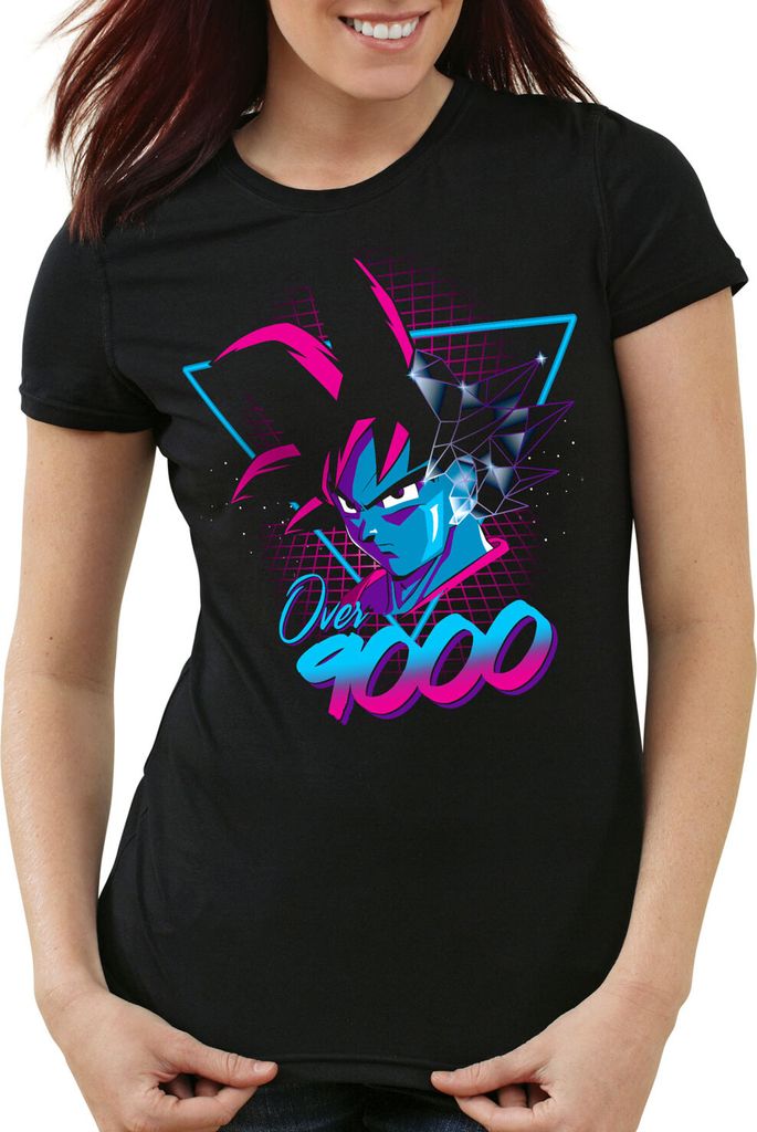 style3 Over 9000 Neon Damen T-Shirt vegeta power, Größe:XS