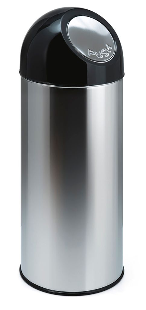 V-Part - Abfallbehälter mit Druckdeckel 55 Liter - Stainless steel Plastic - Edelstahl, Schwarz