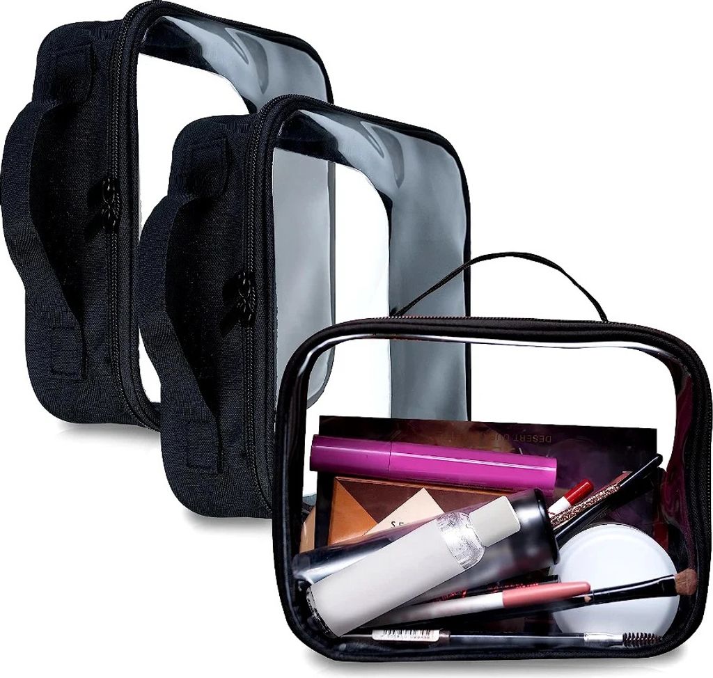EDIBAZZAR | 3er Set transparente Organizer Kosmetiktasche für den Koffer