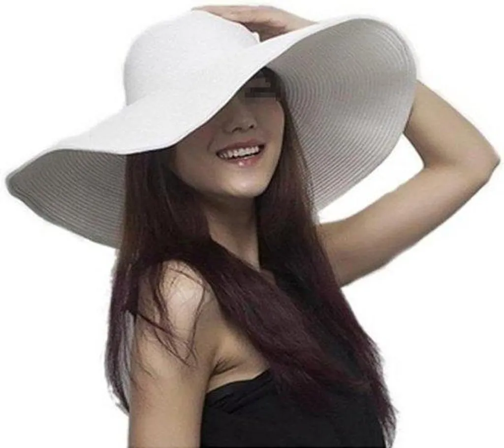 Capeline de plage pliable en tricot pour femme avec ruban et bord souple