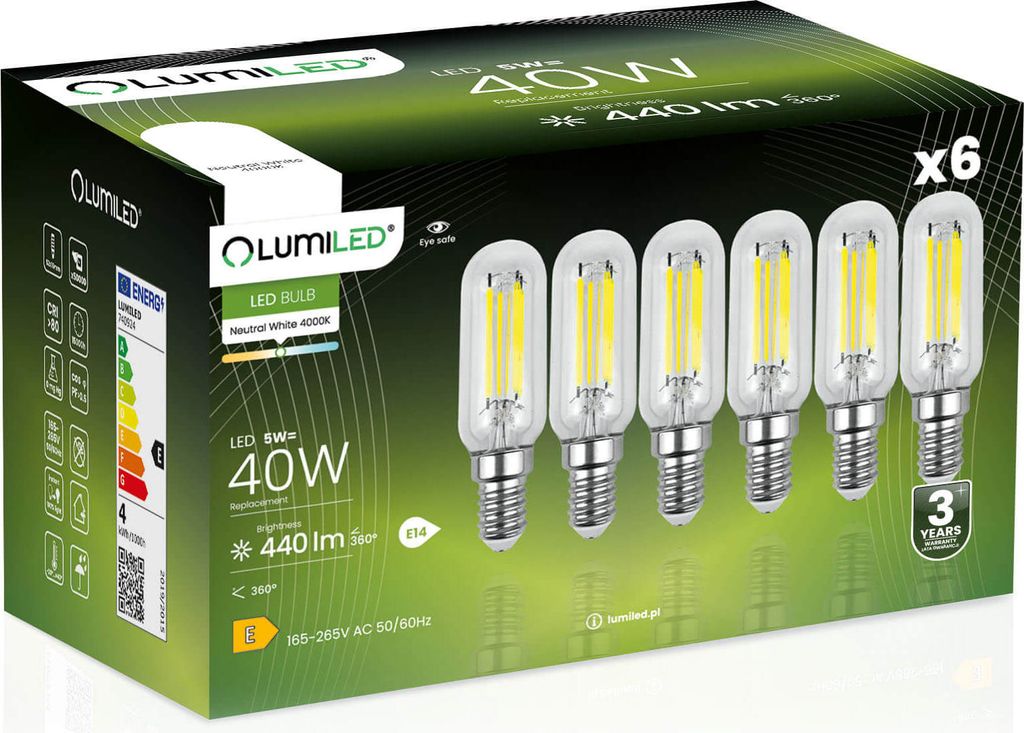 LUMILED LED žárovky E14 T25 Sada 6 žárovek do varné desky Obrázek produktu 