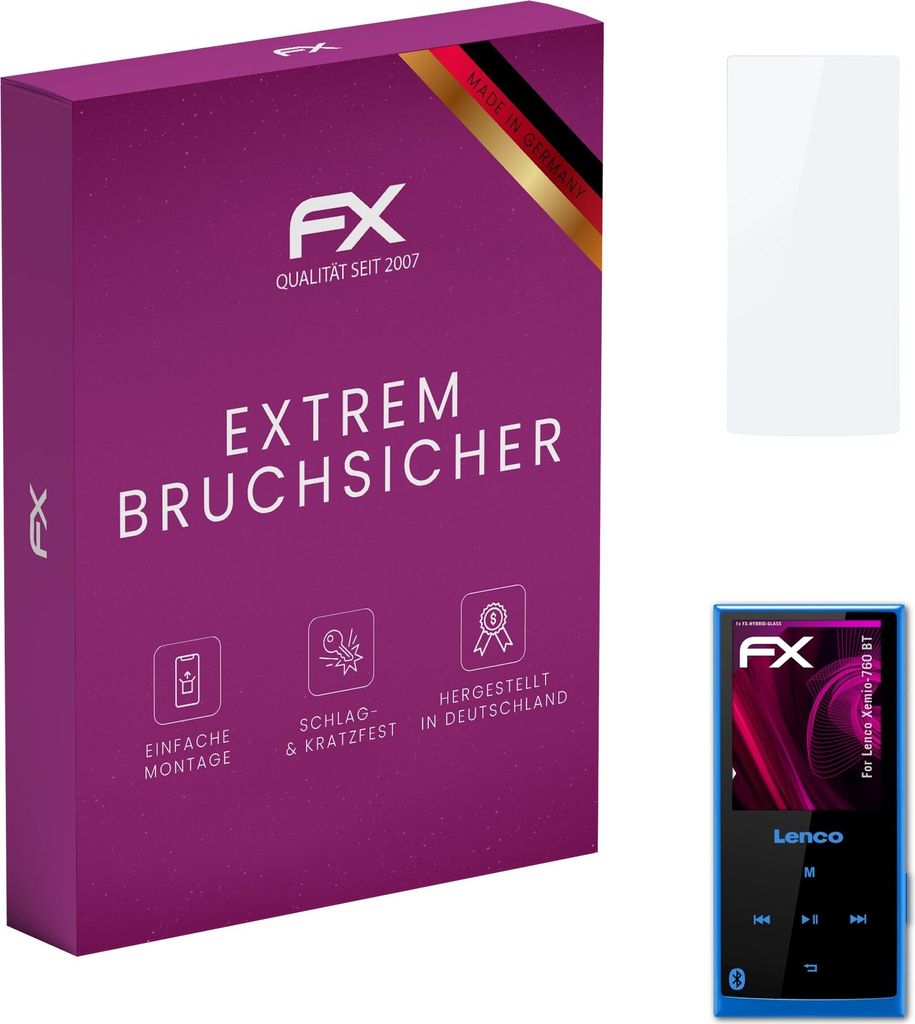 atFoliX FX-Hybrid-Glass Displayfolie kompatibel mit Lenco Xemio-760 BT Glasfolie