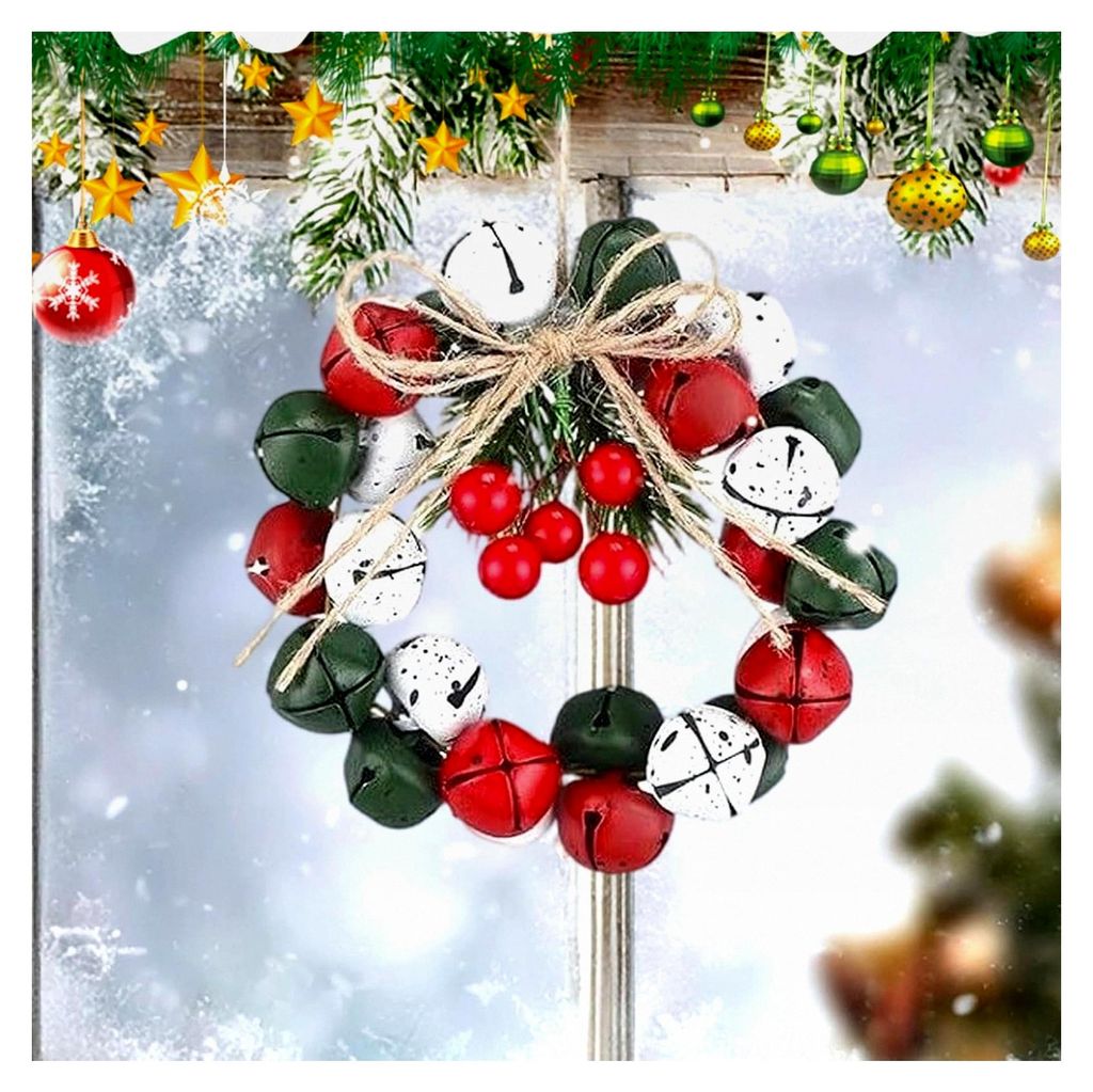 Außen Weihnachtsglocken mit Beeren, 6,5 cm Vintage Deko, Künstliche Vorbau Dekoration - Für Kamin, Fenster, Tür, Tisch, Party, Hochzeit, Winter...