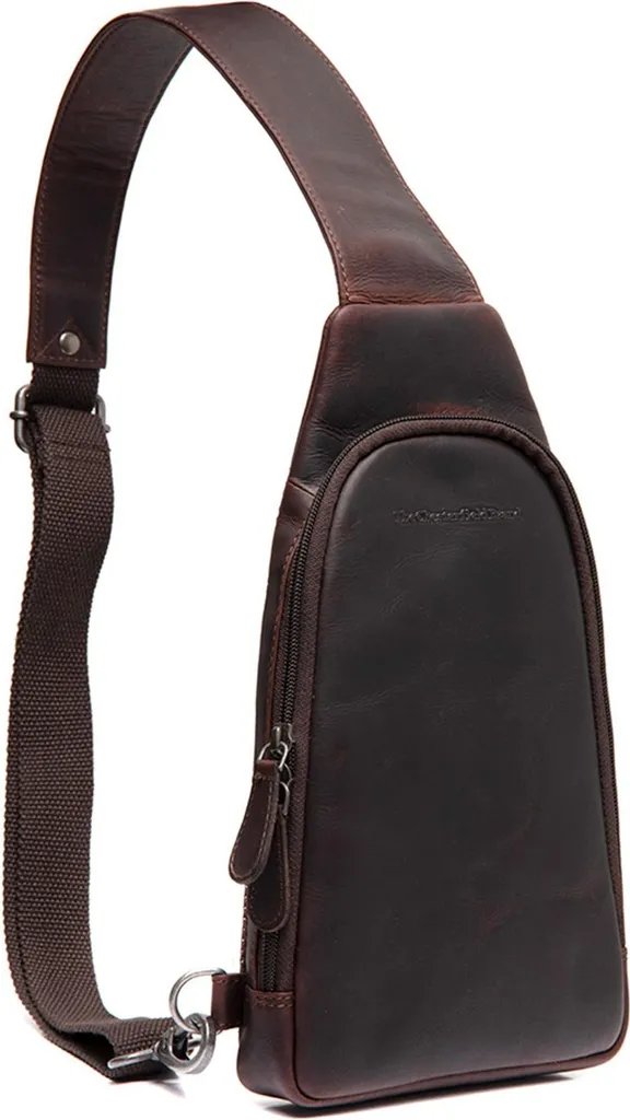 Petit sac à dos une bretelle Bowey Sling Bag en cuir marron foncé robuste