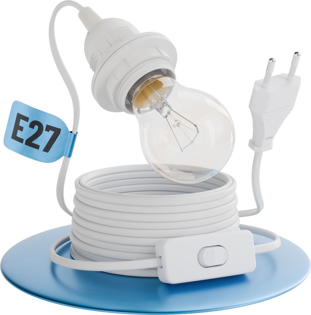 greate Lampenfassung E27 mit Kabel und Schalter weiß 5 Produktbild 