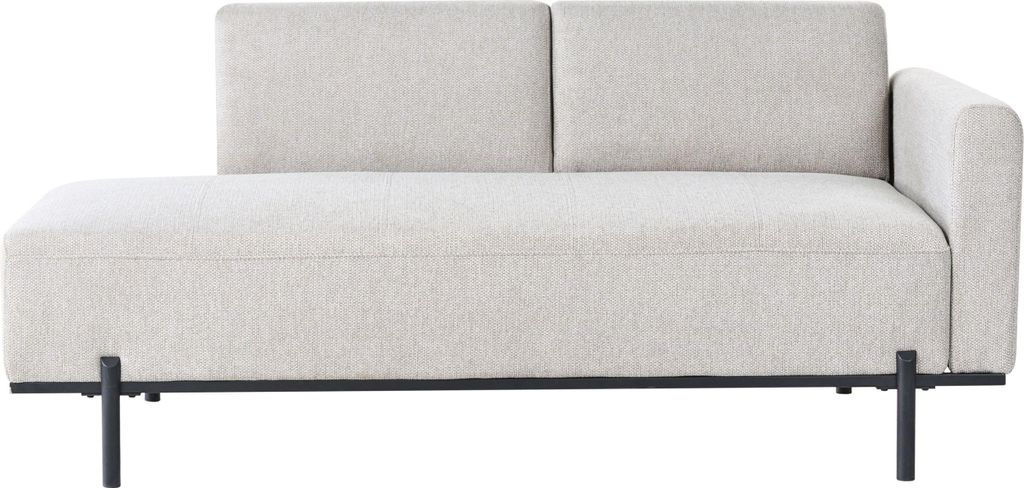 BELIANI Chaiselongue Rechtsseitig Hellgrau Stoffbezug in Leinenoptik mit Armlehne Schwarzes Metallgestell Modernes Design Liegesofa Recamière Long...