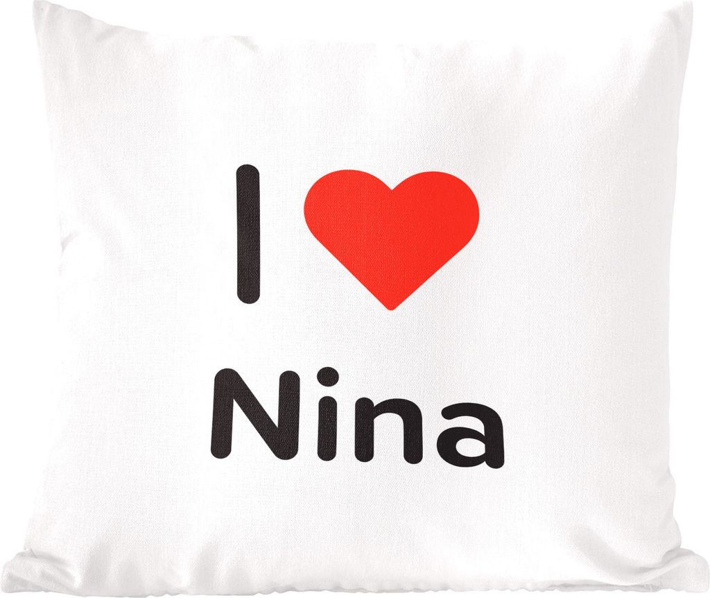 MuchoWow Zierkissen Sofakissen Wohnzimmer Dekokissen 45x45 cm Ich liebe - Nina - Mädchen - Schlafpolster - Polster für das Sofa