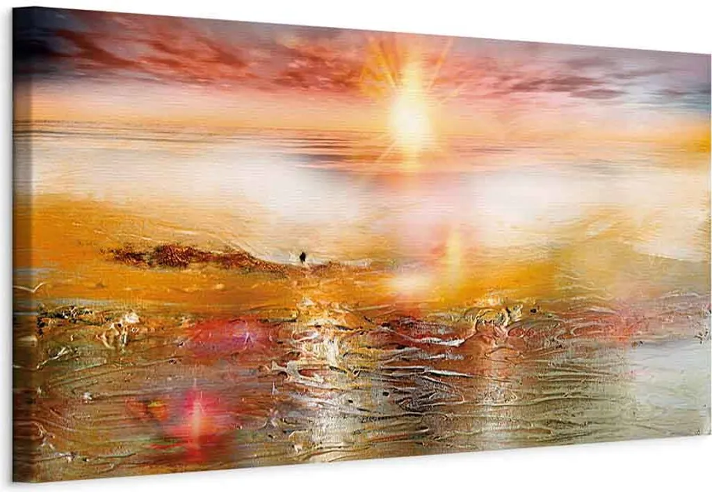 Quadro su tela italiano - Mare arancione 120x40 cm Paesaggi c-A-0111-b-c
