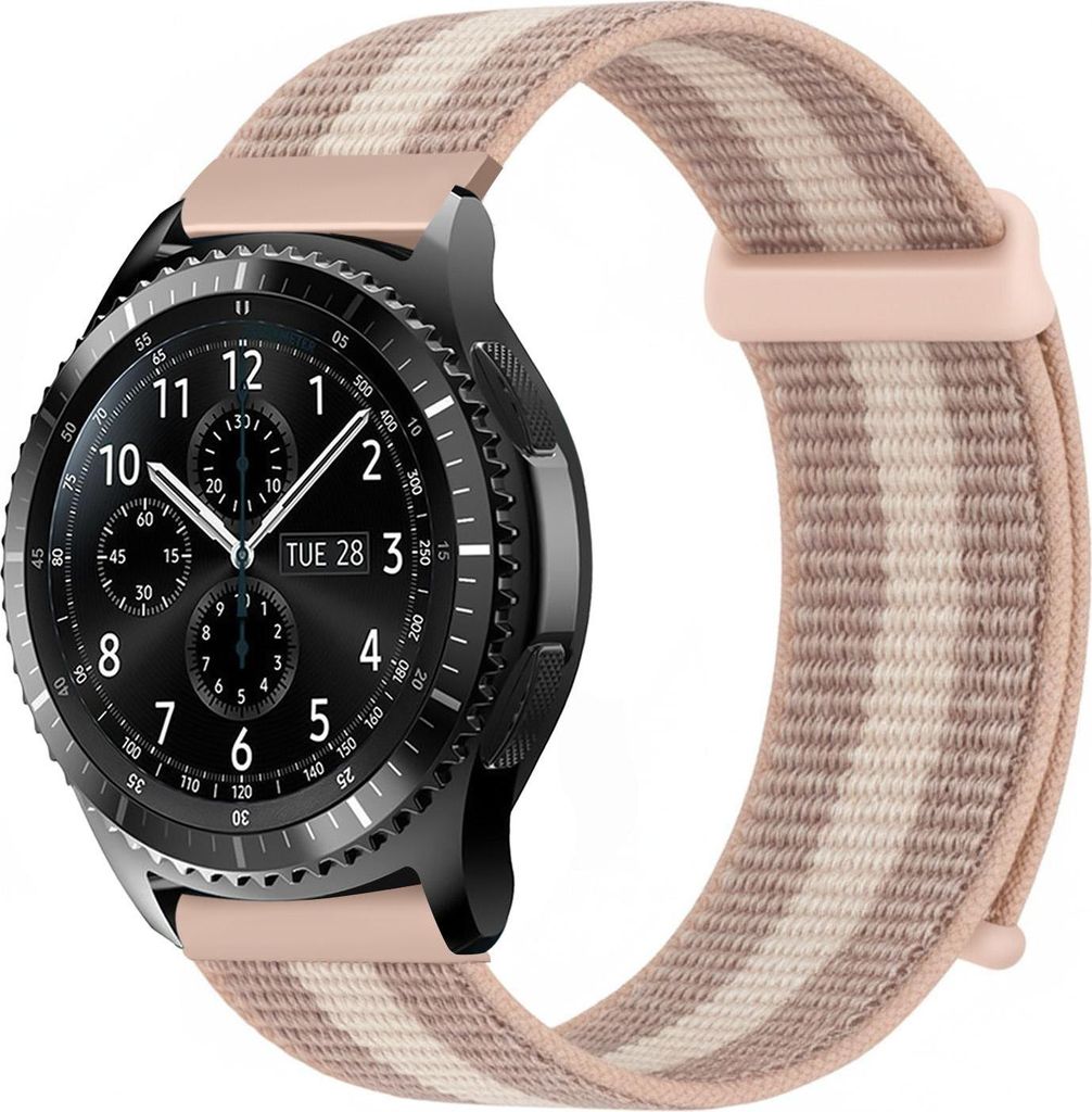 Smartwatch Armband für Samsung Gear S3 Frontier 46mm Nylon Textil Band Ersatzband Wechselband Klettverschluss flexibel atmungsaktiv Rosa
