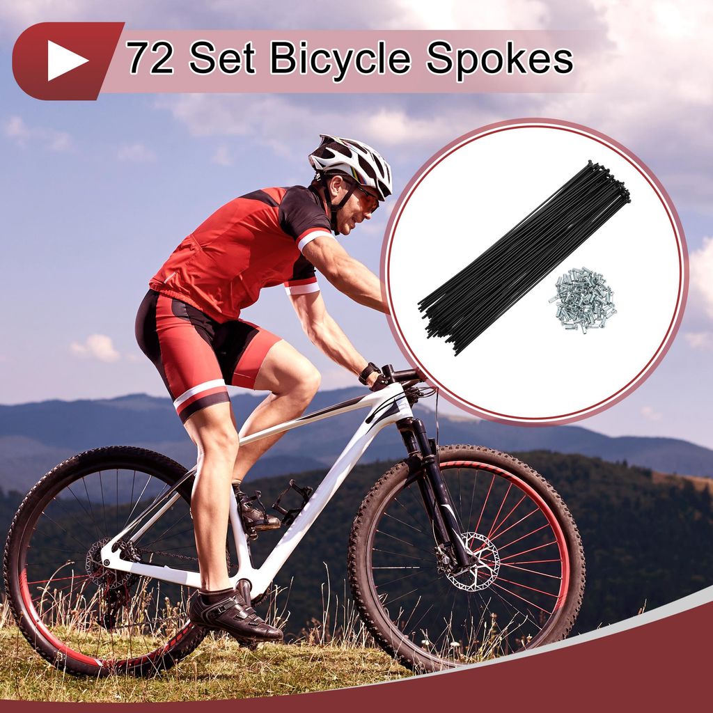 72 Satz 12G Fahrradspeichen 290mm Fahrradfelgenspeichen Kohlenstoffstahl Schwarz
