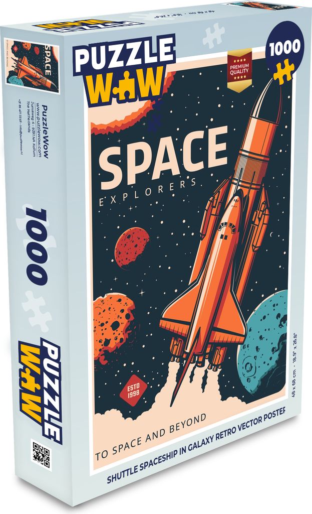 MuchoWow Puzzle 1000 Teile Weltraumforscher - Rakete - Vintage - Weltraum - Spielzeug - Alt und Jung - Spiele - Puzzeln