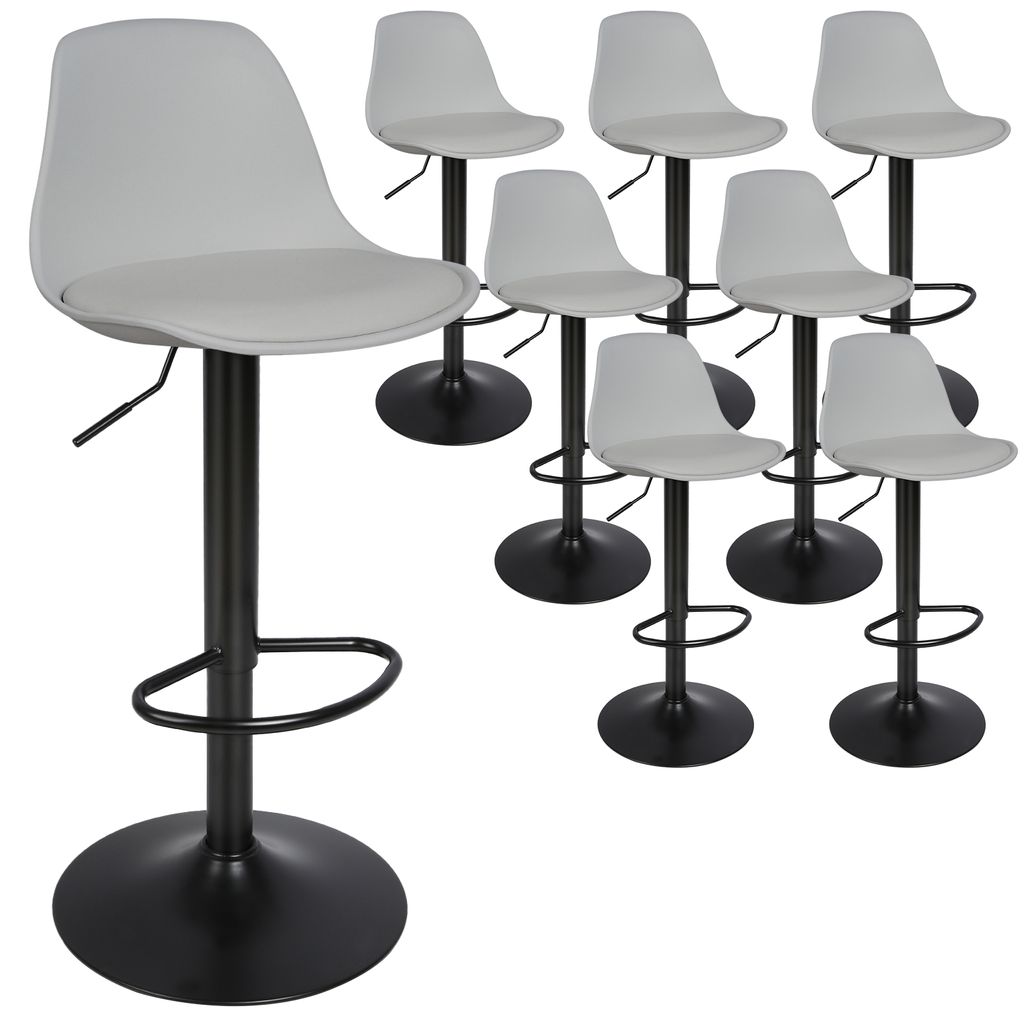 8er Set Barhocker,Drehbare Barstuhl Tresenhocker Küchenhocker mit stabilem Metallgestell Höhenverstellbar Grau