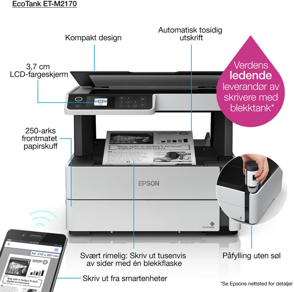 Epson EcoTank ET-M2170 Tintenstrahldrucker s/w A4 Produktbild 16
