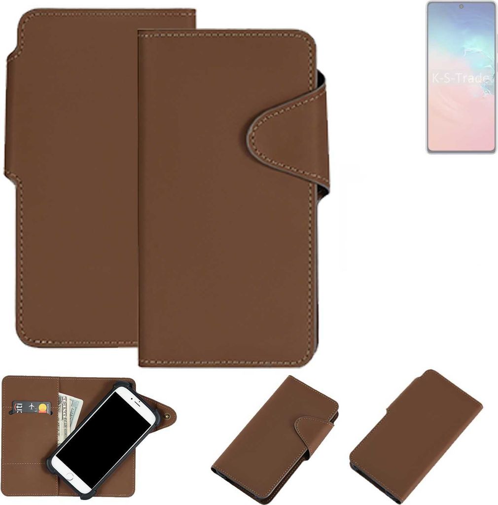 K-S-Trade Schutzhülle Klapphülle Kunstleder für Samsung Galaxy S10 Lite braun Handy Hülle Wallet Case