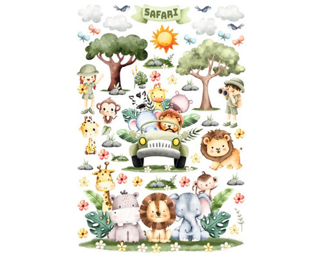 Dětská samolepka na zeď Safari 45x65 cm Obrázek produktu 