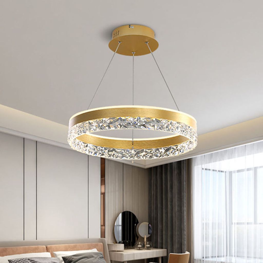 Moderner Kristall Kronleuchter 54W Dimmbar LED Pendelleuchte, Höhenverstellbar Hängeleuchte, Häengelampe für Wohnzimmer, Esszimmer,Schlafzimmer, Restaurant,Φ50cm