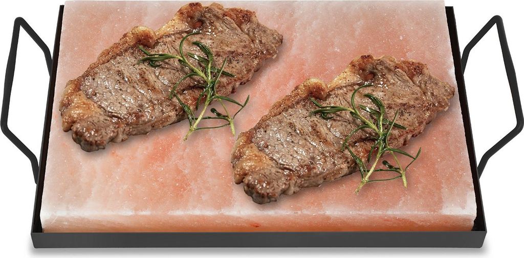 Izrielar XXL Grill Salzstein mit Halter 30x20x3cm Salzplatte Wiederverwendbar für BBQ & Ofen