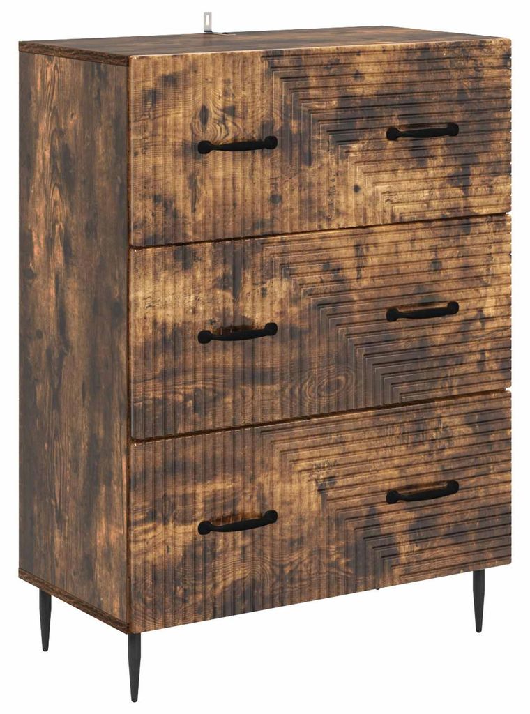 vidaXL Schubladenschrank Geräucherte Eiche 66 x 34,5 x 89,5 cm