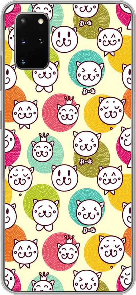 MuchoWow Handyhülle Schutzhülle Hülle für Telefoonhoesje Samsung Galaxy S20 Plus Mädchen - Katze - Krone - Muster - Mädchen - Kinder - Kind...