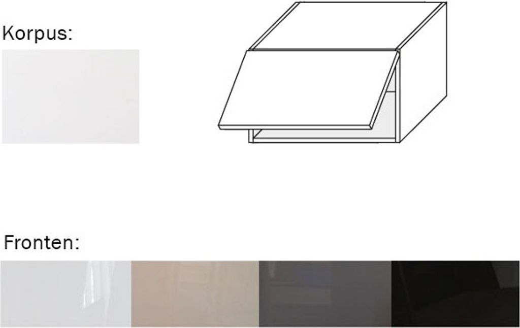 Hängeschrank (EST-WEF/60) 60cm Klapptür perlweiß matt Acryl Frontfarbe wählbar