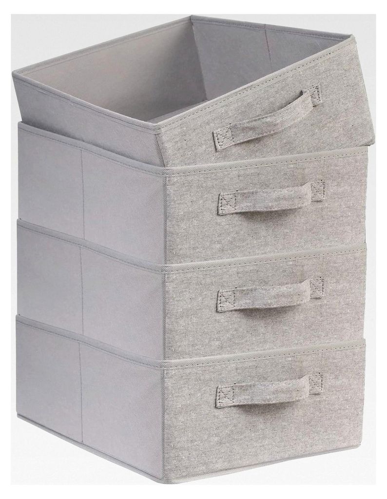 Faltbare Aufbewahrungsboxen aus Stoff, Organizer für Schrank und Schubladen, 4er Set, Grau