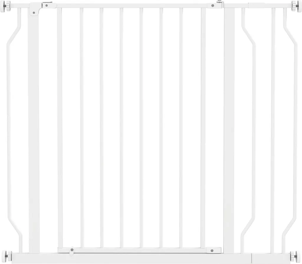 Barrière animaux blanche à double ouverture et fixation sans perçage
