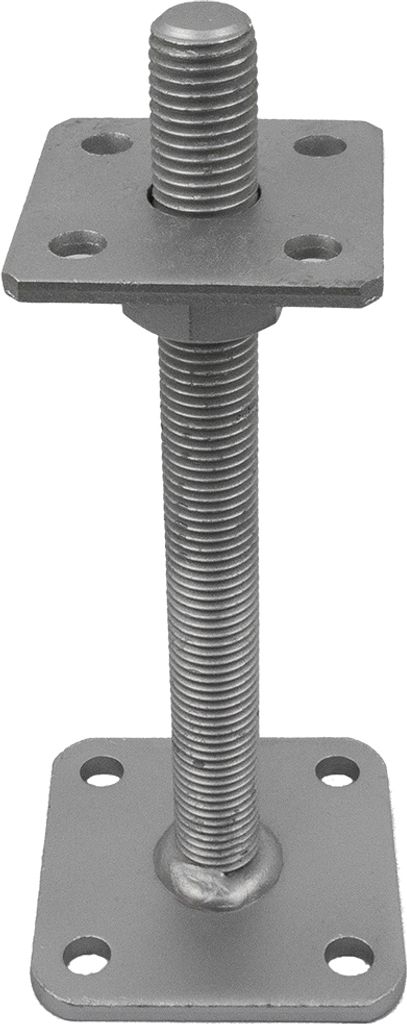 GeZu Impex Pfostenträger Ulrich Zinklamellenbeschichtet verstellbar M24 x 250 mm, 80 x 80 mm Pfostenschuh Balkenträger