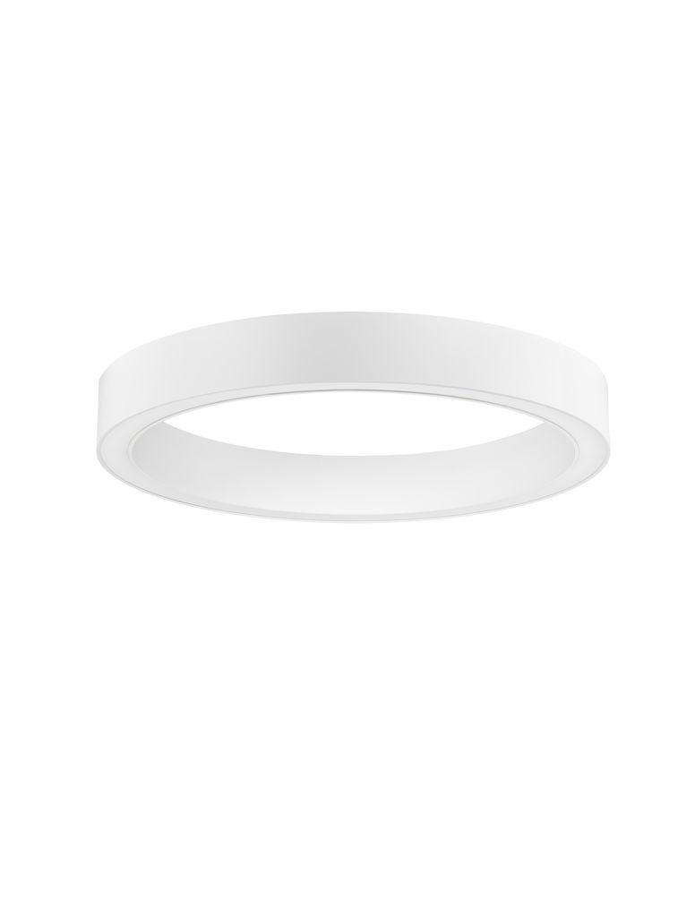 A white ring-shaped light fixture is shown against a white background.
