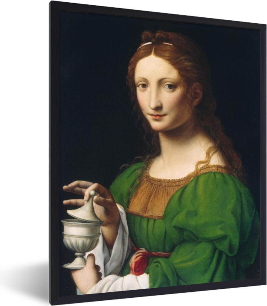 MuchoWow MuchoWow Gerahmtes Poster Maria Magdalena - Leonardo da Vinci 30x40 cm - Poster mit zchwarzem Bilderrahmen - Wanddeko - Kunstdrucke