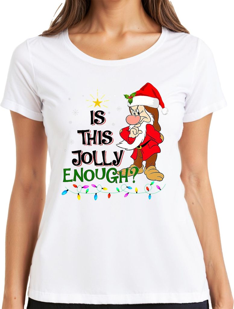 Is This Jolly Enough Weihnachtsmann lustig Weihnachten Vintage Damen T-Shirt, Weiß, 3XL