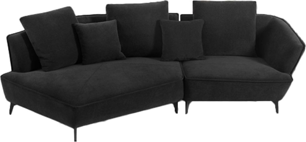KAWOLA Sofa GARBO Designsofa Stoff schwarz links offen