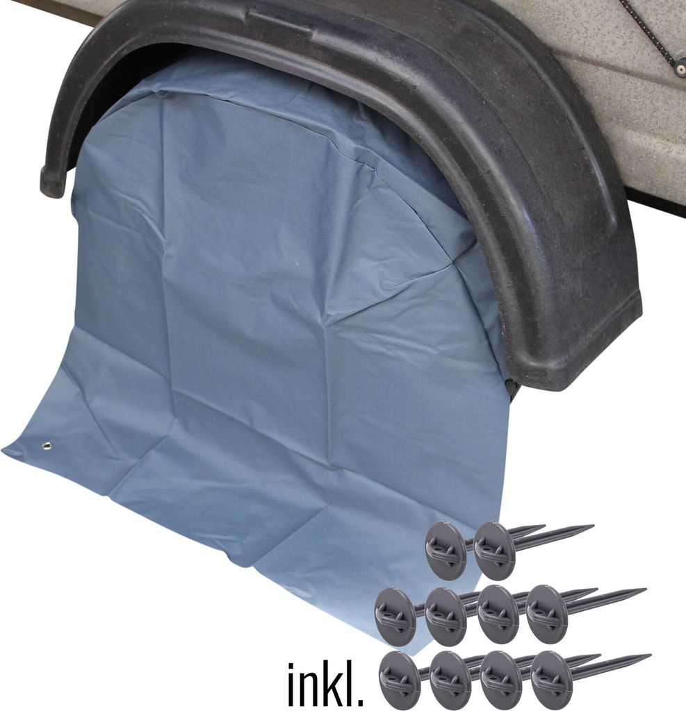 Wohnwagen Radabdeckung grau UV Schutz Polyestergewebe mit Anker Ösen + 10 Kunststoff Heringe