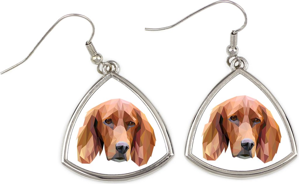 English Setter, Englischer Setter - Ohrringe mit einem Bild und dem Schriftzug "Geometrischer Hund" von Art-Dog