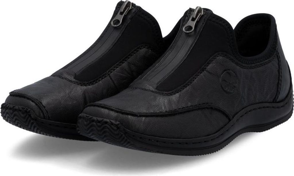 Rieker Damen Echtleder Slipper schwarz, Damen:40 EU