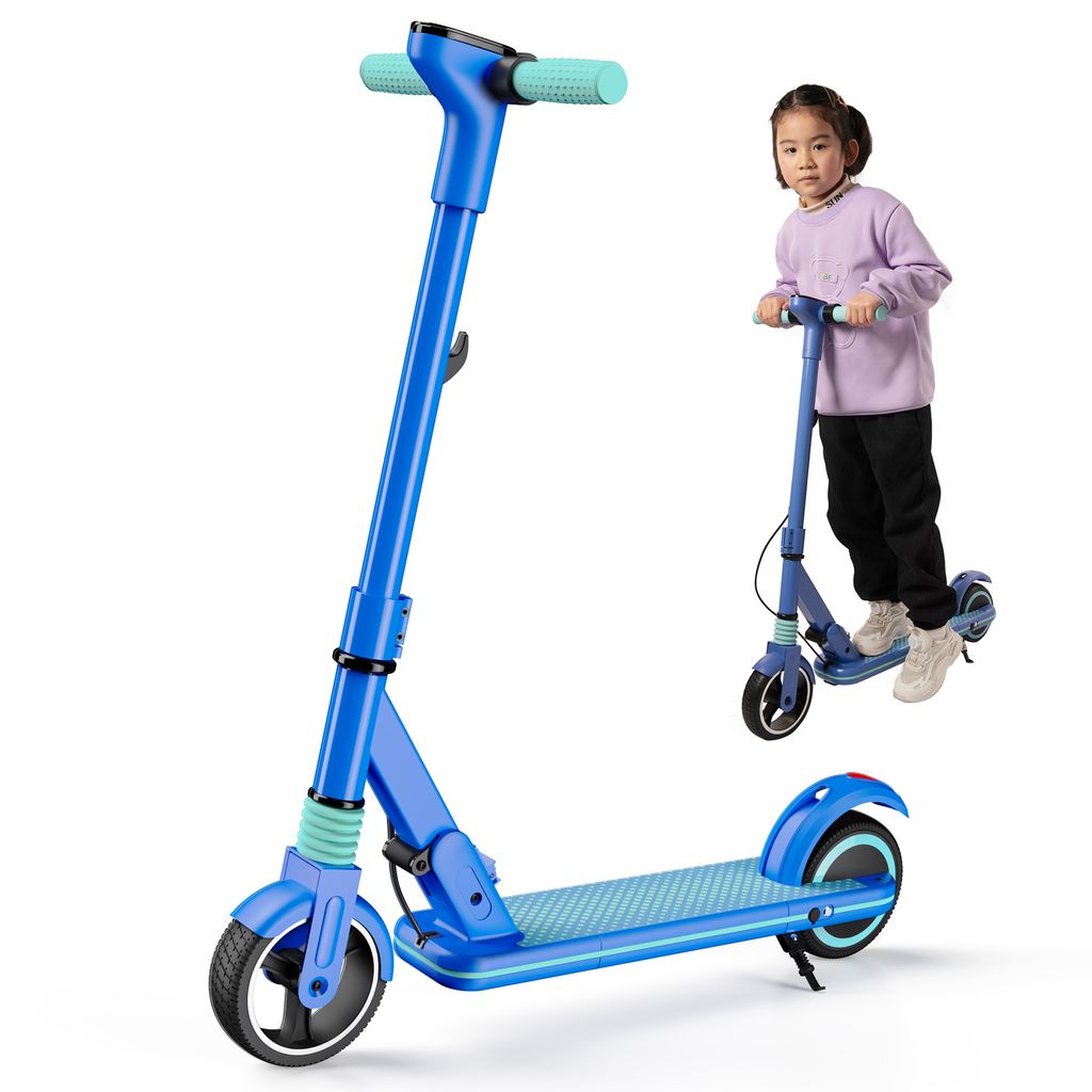 Elektroscooter Kinder E-Scooter Blau mit LED-Anzeige Klapproller elektroroller Staubgeschützter Ladeanschluss E Roller Geschenk Für Kinder Und Ju...