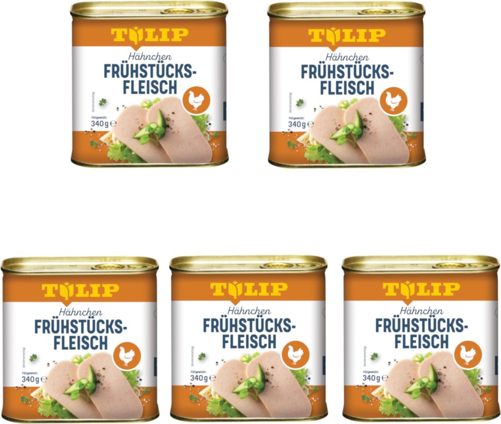 TULIP 5x 340g Hähnchen-Frühstücksfleisch Original Dänische Delikatesse Konserven