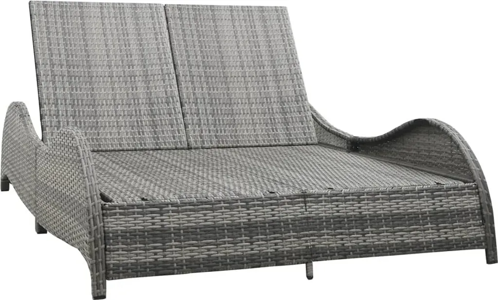 Détente jardin : chaise longue double anthracite pour couple en rotin