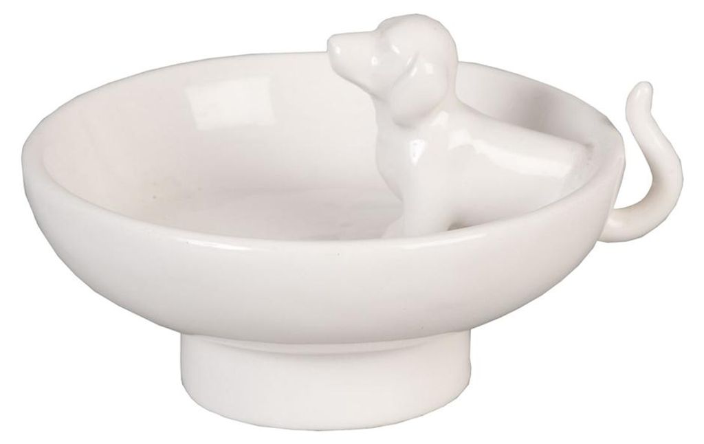 Clayre & Eef Schmuckschale Hund 10x8x6 cm Weiß Keramik Produktbild 